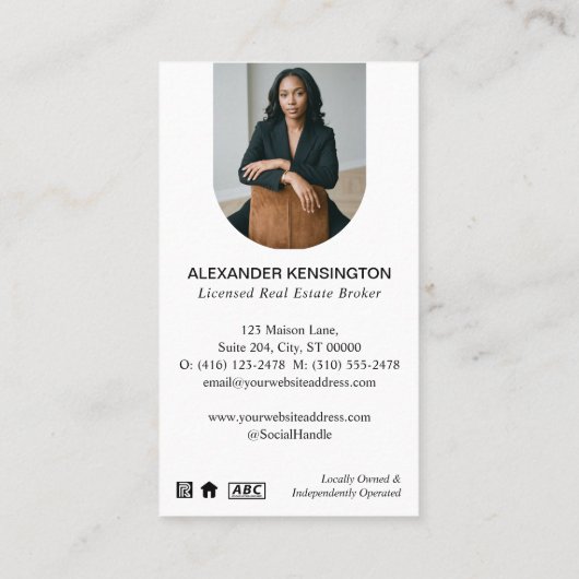 Luxury Black Gold Monogram Key Real Estate Agent 名刺 (裏面)