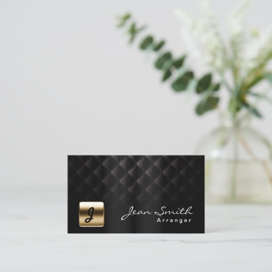 Luxury Black & Gold Music Arranger Business Card 名刺 (スタンド正面)