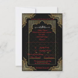 Luxury Black & Gold Muslim RSVP Card |