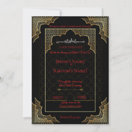 Luxury Black & Gold Muslim Save the Date セーブザデート