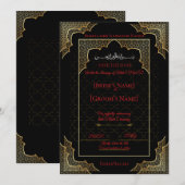 Luxury Black & Gold Muslim Save the Date セーブザデート (正面/裏面)