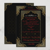 Luxury Black & Gold Muslim Wedding Invitation 招待状 (正面/裏面)