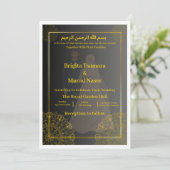 Luxury Black & Gold Muslim Wedding Invite 招待状 (スタンド正面)
