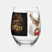 Luxury black gold new year Wine glass ステムなしワイングラス (正面)