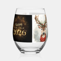 Luxury black gold new year Wine glass