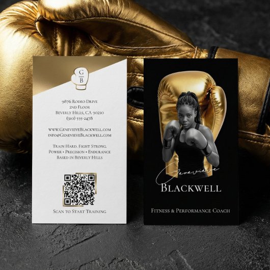 Luxury Black Gold Personal Trainer Boxing Photo  名刺