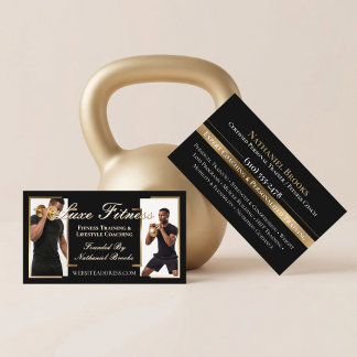 Luxury Black Gold Personal Trainer Fitness Coach 名刺