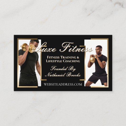 Luxury Black Gold Personal Trainer Fitness Coach 名刺 (正面)