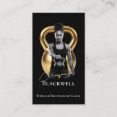 Luxury Black Gold Personal Trainer Fitness Photo  名刺 (正面)