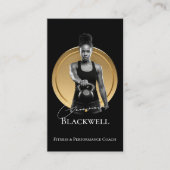 Luxury Black Gold Personal Trainer Fitness Photo  名刺 (正面)