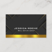 Luxury Black Gold Photo Real Estate Agent QR Code  名刺 (正面)