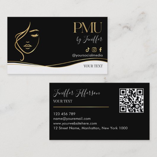 Luxury Black & Gold PMU Bussines card 名刺 (正面/裏面)