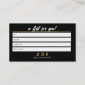 Luxury Black & Gold PMU Gift Certificate Card ロイヤリティカード (裏面)