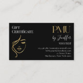 Luxury Black & Gold PMU Gift Certificate Card ロイヤリティカード (正面)