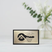 Luxury Black & Gold QR Photo Real Estate  名刺 (スタンド正面)