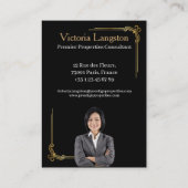 Luxury Black Gold Real Estate Photo Monogram 名刺 (裏面)