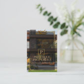 Luxury Black Gold Real Estate Photo Monogram 名刺 (スタンド正面)