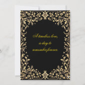 Luxury Black & Gold Scandinavian Rosemaling Weddin 招待状 (裏面)