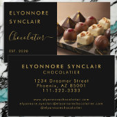 Luxury Black Gold Script Chocolatier Photo 名刺