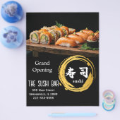 Luxury Black Gold Two-Sided Sushi Bar Menu Flyer チラシ (シングル)