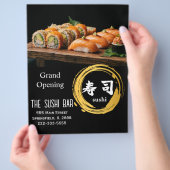 Luxury Black Gold Two-Sided Sushi Bar Menu Flyer チラシ (手)