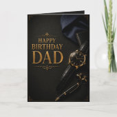 Luxury Black & Gold Watch & Fountain Pen Birthday カード (正面)
