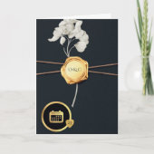 Luxury Black & Gold Wax Seal Wedding Invitation  カード (正面)