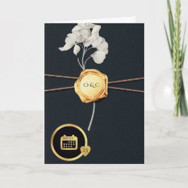 Luxury Black & Gold Wax Seal Wedding Invitation  カード