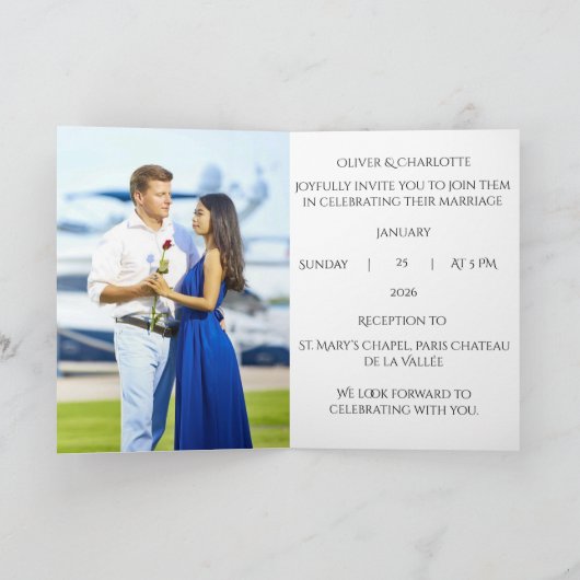 Luxury Black & Gold Wax Seal Wedding Invitation  カード (内部)