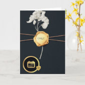 Luxury Black & Gold Wax Seal Wedding Invitation  カード (黄色い花)