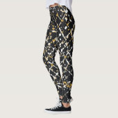 Luxury,Black Gold White Abstract Leggings レギンス (左)