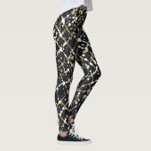 Luxury,Black Gold White Abstract Leggings レギンス (右)