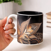 Luxury black & golden Feathers  Marble Coffee Mug  ツートーンマグカップ