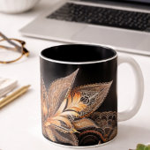 Luxury black & golden Feathers  Marble Coffee Mug  ツートーンマグカップ