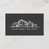 Luxury Black Gray Real Estate Chic Professional 名刺 (正面)