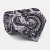 Luxury Black Lavender Paisley Diamond Neck Tie ネクタイ (ロール)