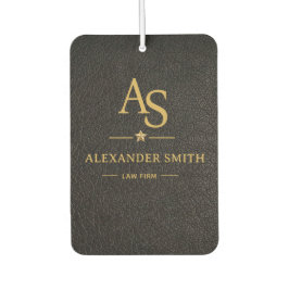 Luxury Black Leather Gold Monogram Business Brand カーエアーフレッシュナー