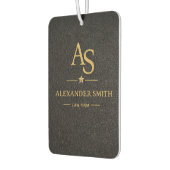 Luxury Black Leather Gold Monogram Business Brand カーエアーフレッシュナー (左)