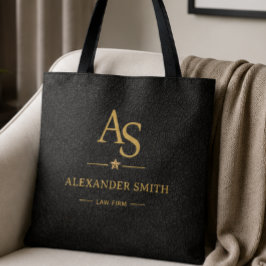 Luxury Black Leather Gold Monogram Business Brand トートバッグ