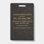 Luxury Black Leather Gold Monogram Business Brand バッジ (裏面)