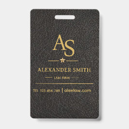 Luxury Black Leather Gold Monogram Business Brand バッジ