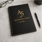 Luxury Black Leather Gold Monogram Business Brand プランナー手帳