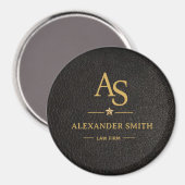 Luxury Black Leather Gold Monogram Business Brand マグネット (正面/裏面)