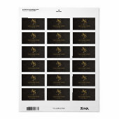 Luxury Black Leather Gold Monogram Business Brand ラベル (フルシート)
