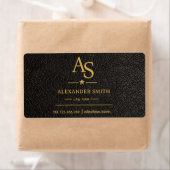 Luxury Black Leather Gold Monogram Business Brand ラベル (インサイチュ)