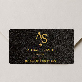 Luxury Black Leather Gold Monogram Business Brand ラベル