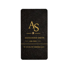 Luxury Black Leather Gold Monogram Business Brand ラベル