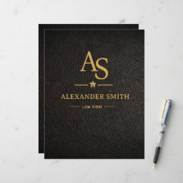 Luxury Black Leather Gold Monogram Business Brand レターヘッド