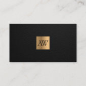  Luxury  Black Leather with Gold Monogram 名刺 (正面)