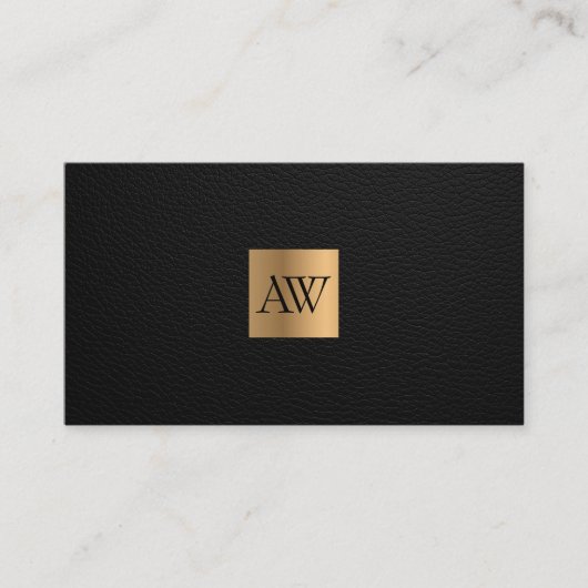  Luxury  Black Leather with Gold Monogram 名刺 (正面)